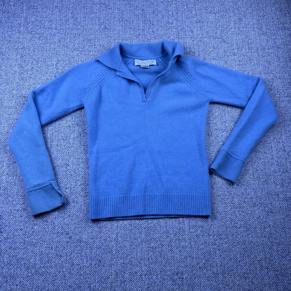 Collection Fifty Nine 100% Cashmere Blue Polo Collar Sweater Women's XS